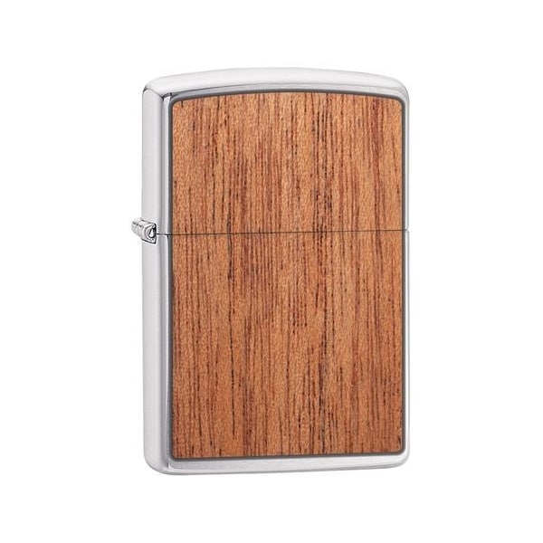 Zippo Zippo Woodchuck Brushed Chrome, Mahogany Emblem Attached ZIP-49038 - main